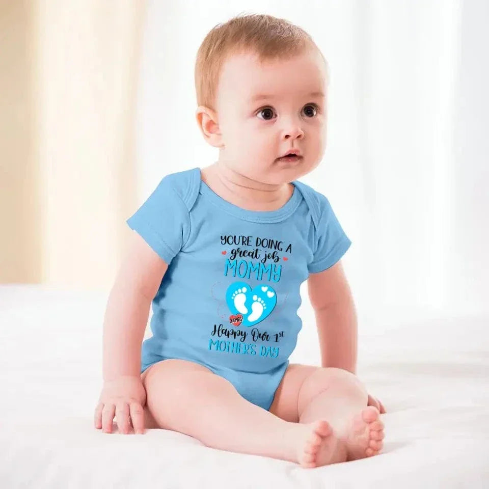 You're Doing Great Job Mommy - Family Personalized Custom Baby Onesie - Mother's Day, Baby Shower Gift, Gift For First Mom - Joliny