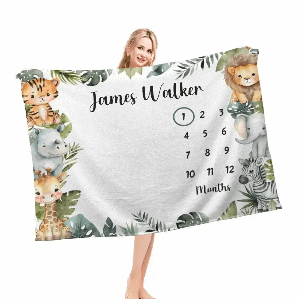 Personalized Blankets Customized Baby Blankets with Baby's Birth Month and Name - Joliny