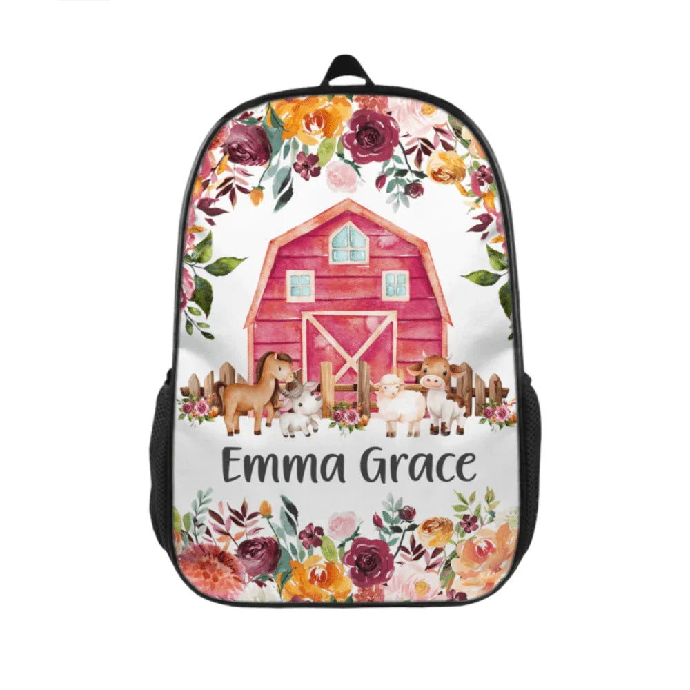Flower Girl Farm Animal Name Custom Backpack. Back-to-School season Gift - Joliny