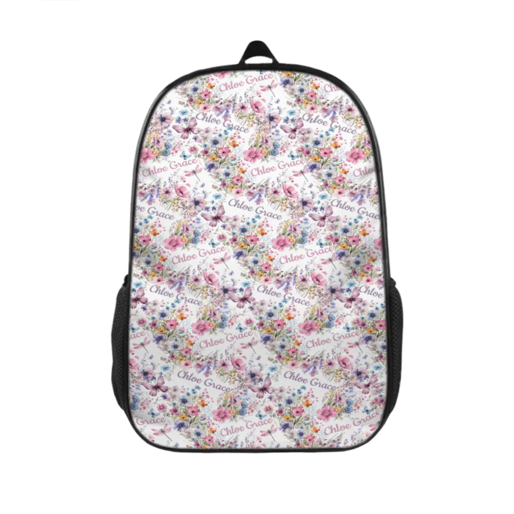 Girls Name Wildflower Nursery Custom Backpack, Back to School Gift for Kids - Joliny