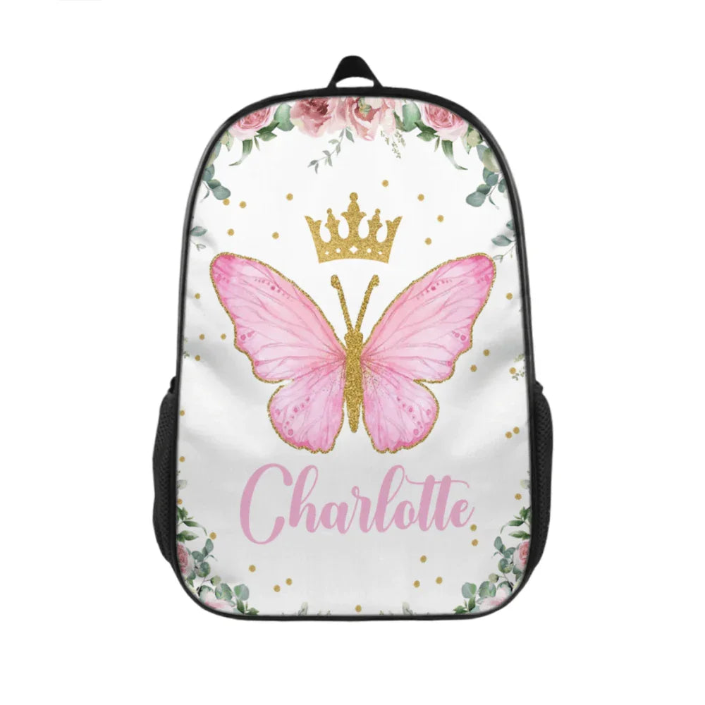 Personalized Custom Baby Girl Backpack - Baby Girl Name Butterfly Receiving Backpack - Joliny