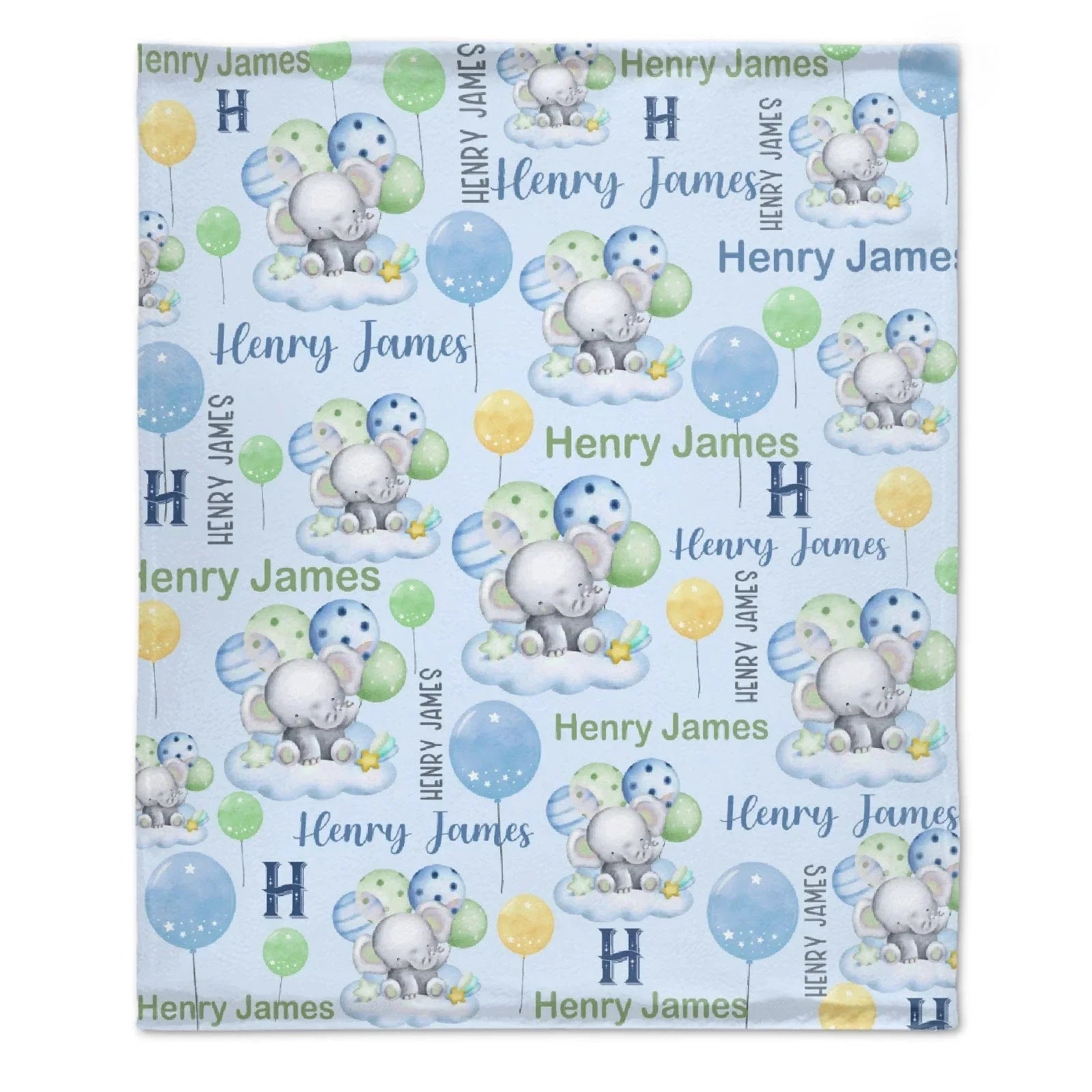 Custom Elephant Monogram Baby Blanket for Boys - Best Gift for Baby - Joliny