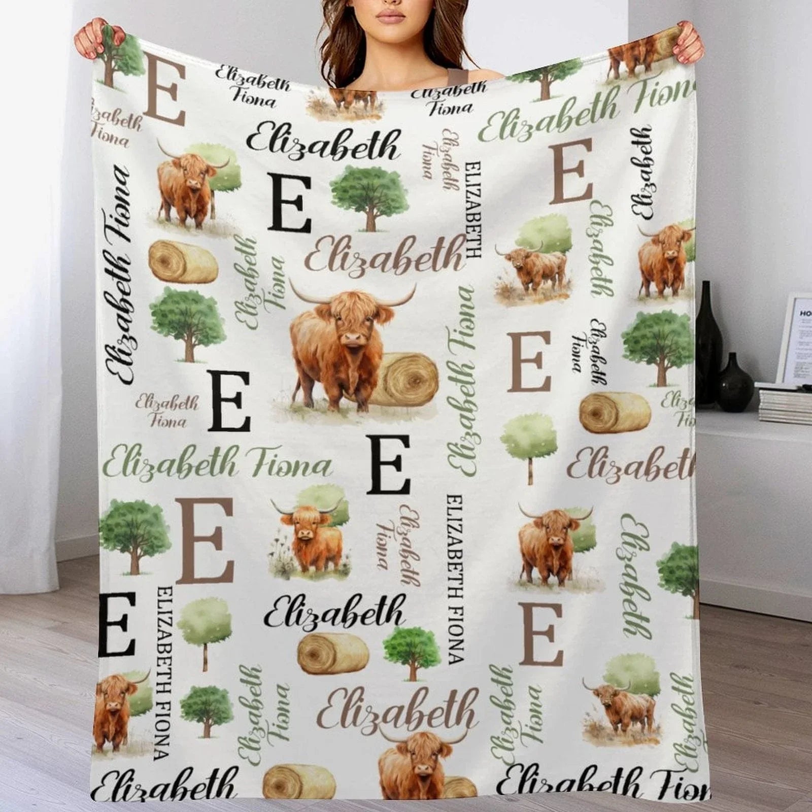 Personalized Baby Blankets for Boys Girls - Cute Cow Blanket - Joliny