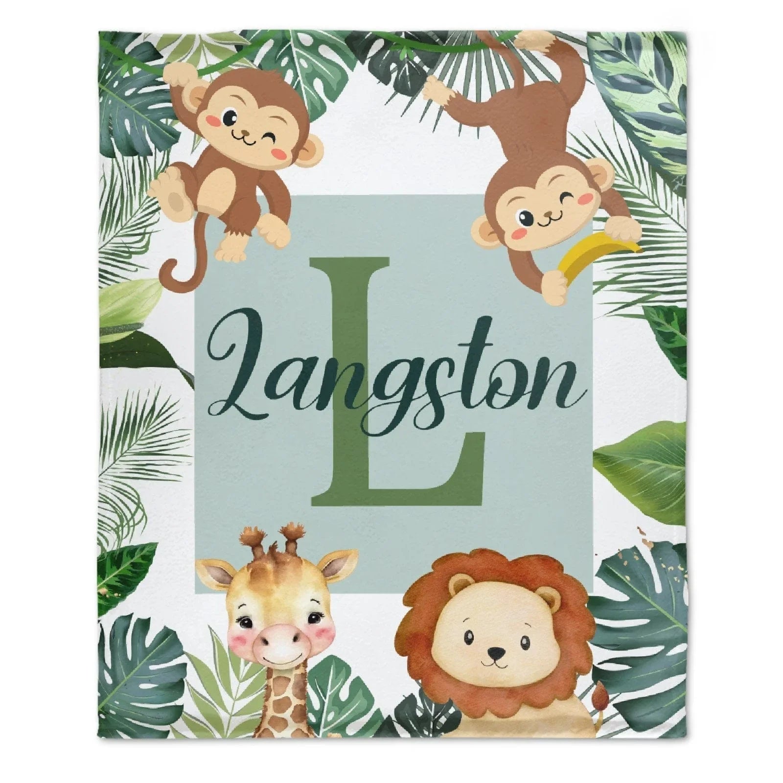 Personalized Baby Blankets for Boys Girls - Jungle Bulletin, Names of Our Friends - Joliny