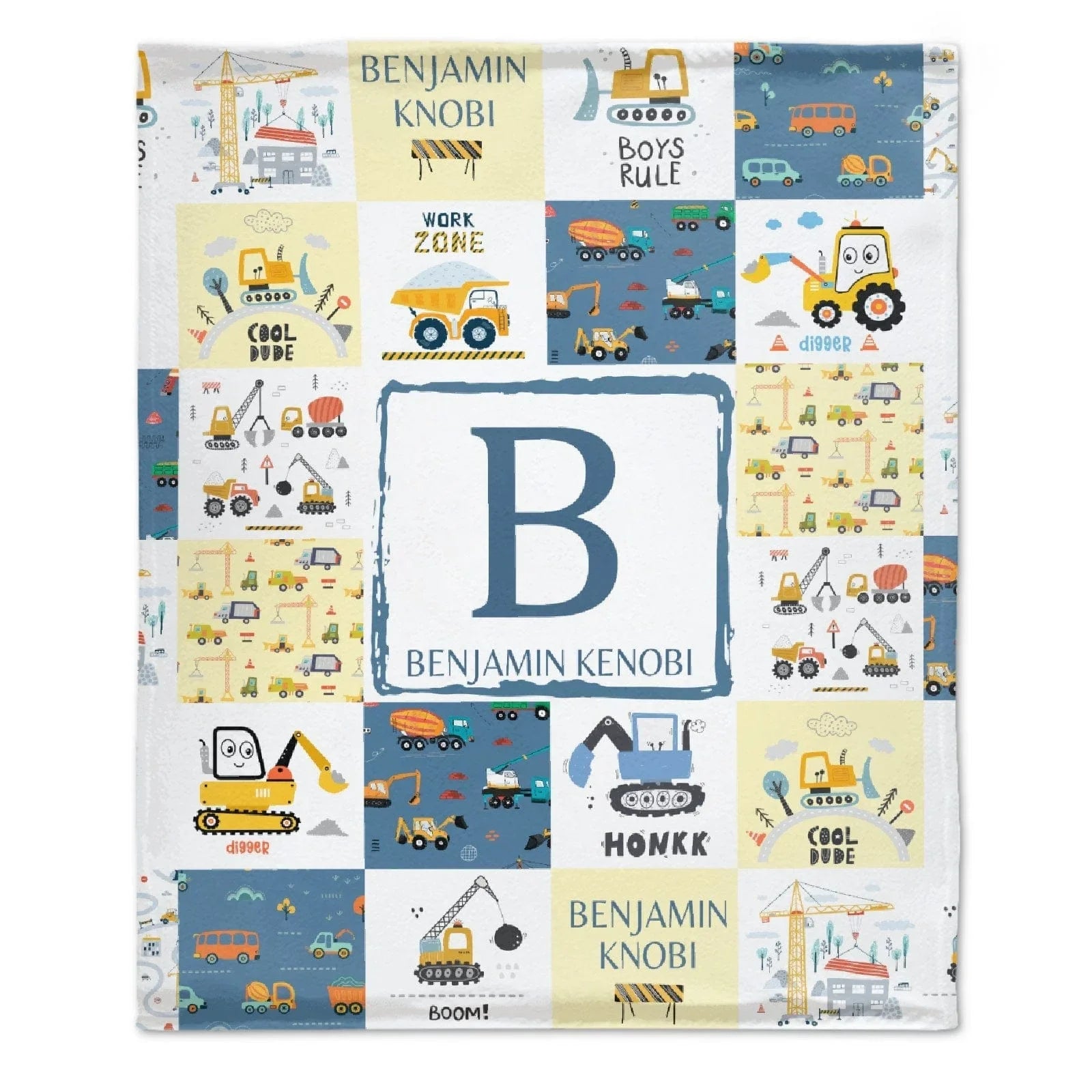 Personalized Baby Blankets for Boys With Name - Cartoon Car Newborn Nursery Gift - Joliny