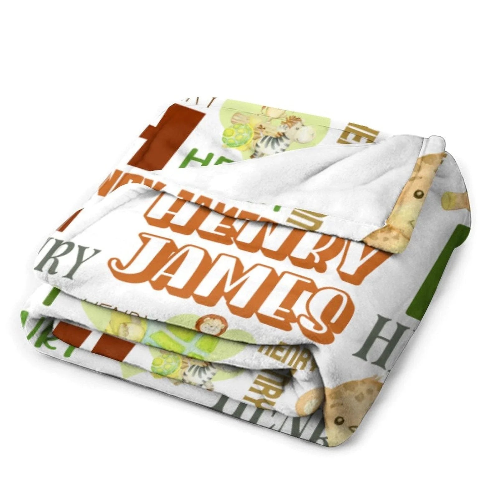 Personalized Baby Blankets With Name, Custom Animal - Gift Baby, Cute Monkey, Turtle, Lion And Elephant Jungle Blanket - Joliny