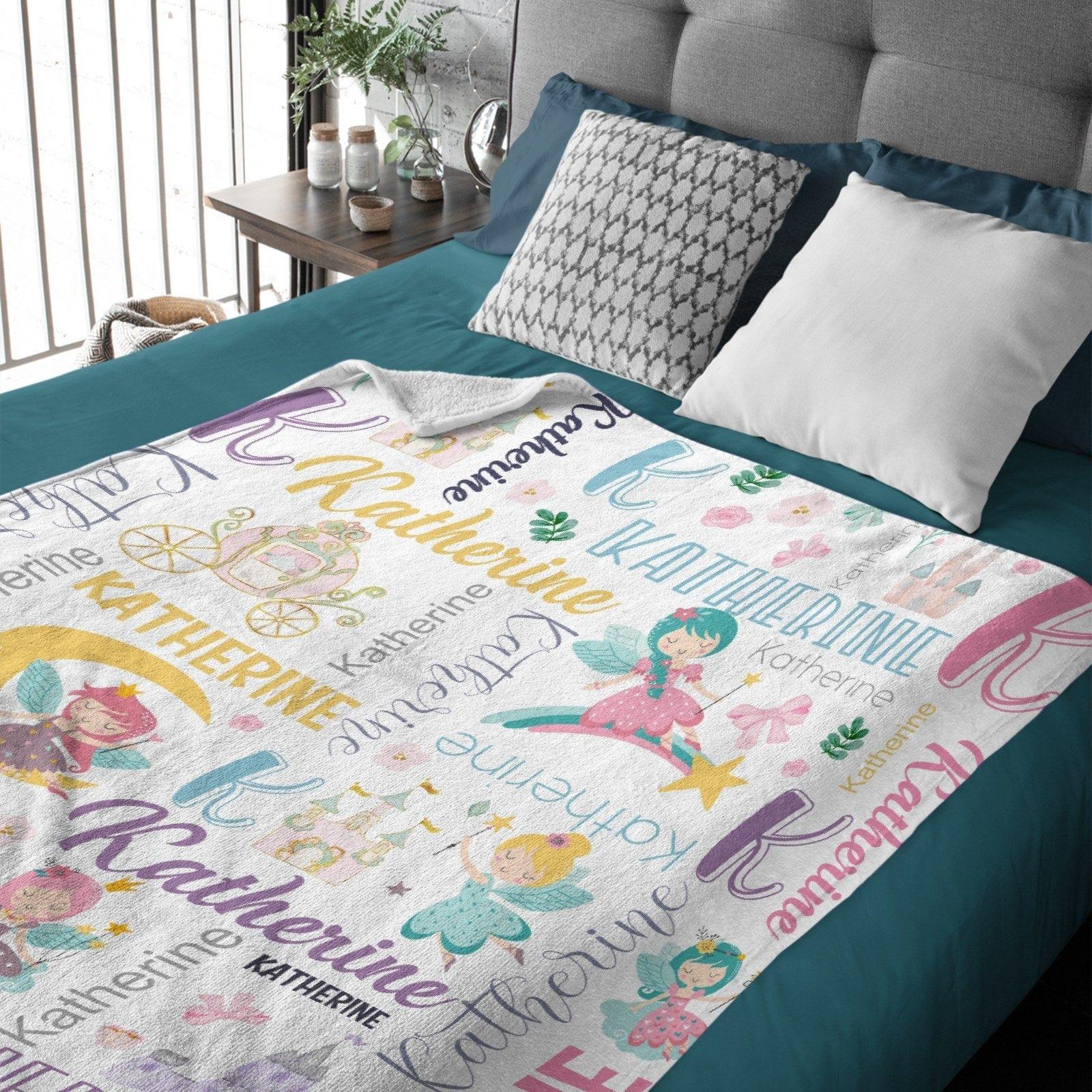 Personalized Princess Throw Custom Name Blanket for Kids - Joliny