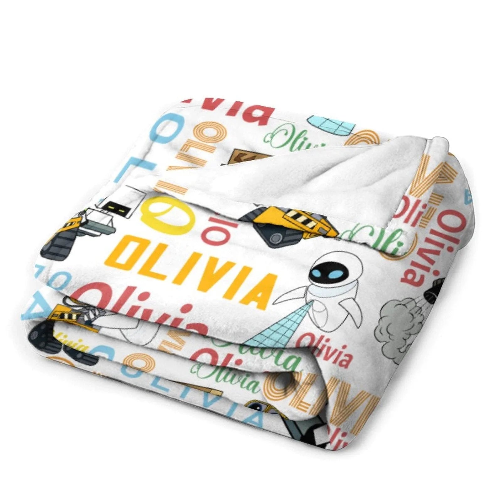 Personalized Watercolor Blanket With Name, Galaxy Robot Lovers Baby Kids Birthday Gift - Joliny