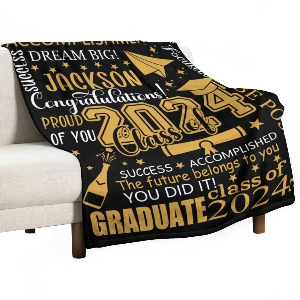 Class of 2024 Custom Name Graduation Blanket-Graduation Gift - Joliny