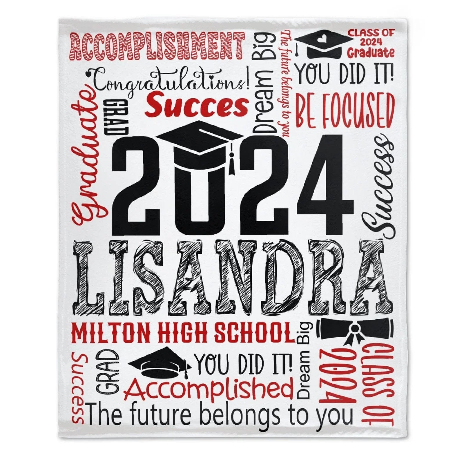 Custom Name Soft Blanket - Graduation Gift - Joliny