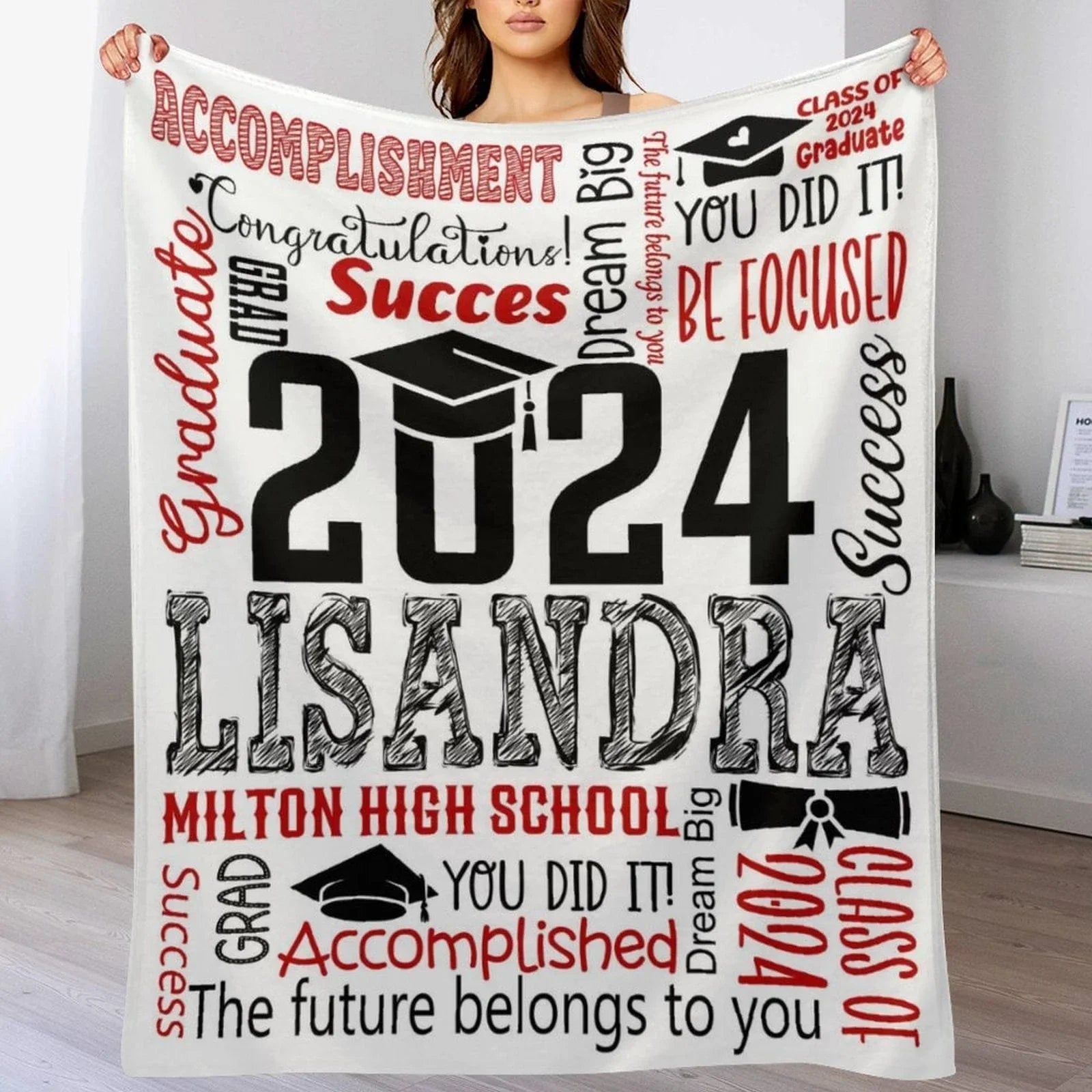 Custom Name Soft Blanket - Graduation Gift - Joliny
