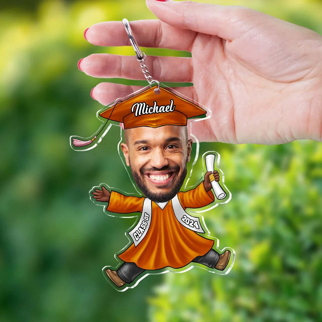 Custom Funny Face Graduate Photo Graduation Acrylic Keychain, Graduation Gift - Joliny