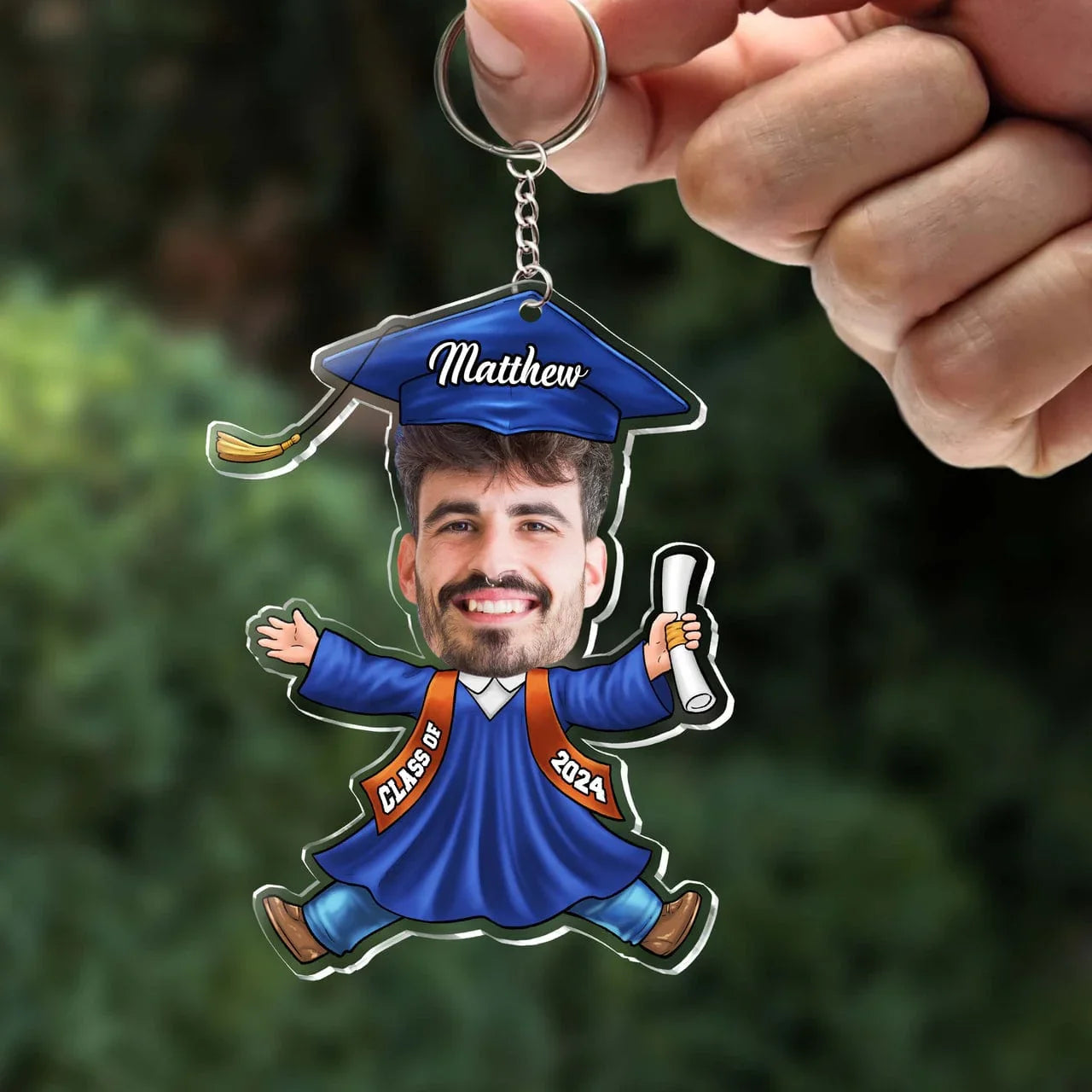 Custom Funny Face Graduate Photo Graduation Acrylic Keychain, Graduation Gift - Joliny
