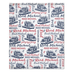 Free shipping✈️Personalized Semi Truck Baby Boy Blanket, Trucker Name Blanket