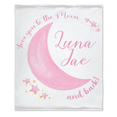 Free shipping✈️Personalized Moon Nursery Baby Blanket, Love You To The Moon and Back