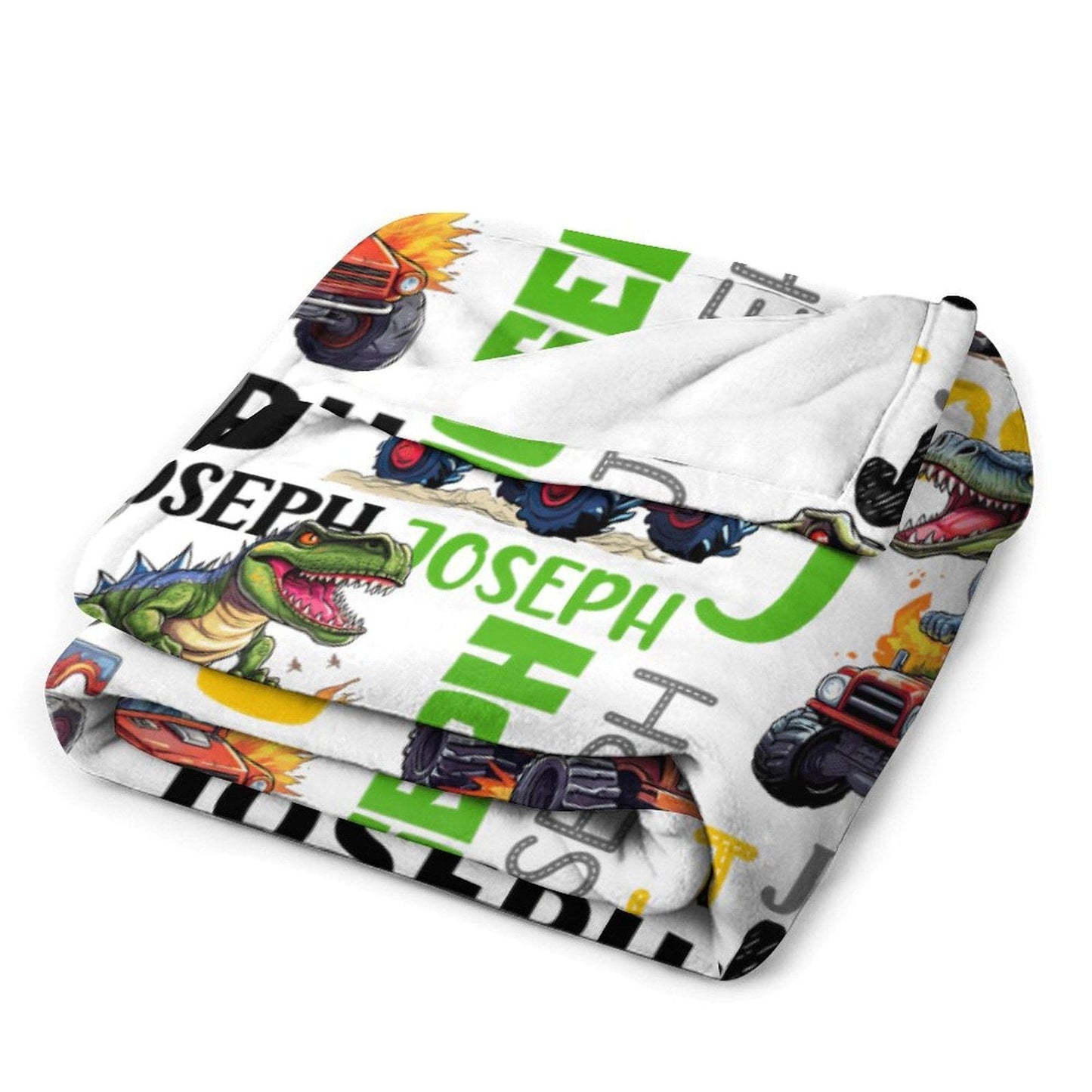 Personalized Baby Blanket Dinosaur Flame Pickup Name Custom Blanket
