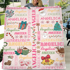 Santa Gifts - Personalized Name Custom Christmas Blankets - Christmas Gifts for the Family