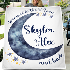 Free shipping✈️Personalized Moon Nursery Baby Blanket, Love You To The Moon and Back