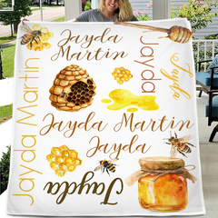 Free shipping✈️Personalized Bumblebee Honey Baby Blanket