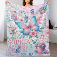 Custom Butterfly Blanket Name Personalized Baby Blanket - Gifts for Children Newborns - Joliny