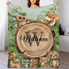 Forest Zoo-Name Customized Zoo Kids Blanket-Gift for Kids