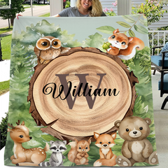 Forest Zoo-Name Customized Zoo Kids Blanket-Gift for Kids