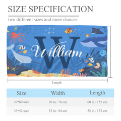 Lovely Undersea Summer Vacation - Personalized Beach Towel with Name