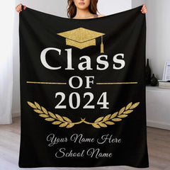 Free shipping✈️Class of 2024 Custom Name Blanket - Graduation Gift