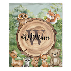 Forest Zoo-Name Customized Zoo Kids Blanket-Gift for Kids