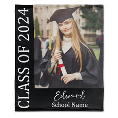 Free shipping✈️Custom Photo Class Of 2024 Graduation Blanket - Congratulations Graduation Gift