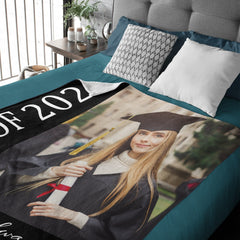 Free shipping✈️Custom Photo Class Of 2024 Graduation Blanket - Congratulations Graduation Gift