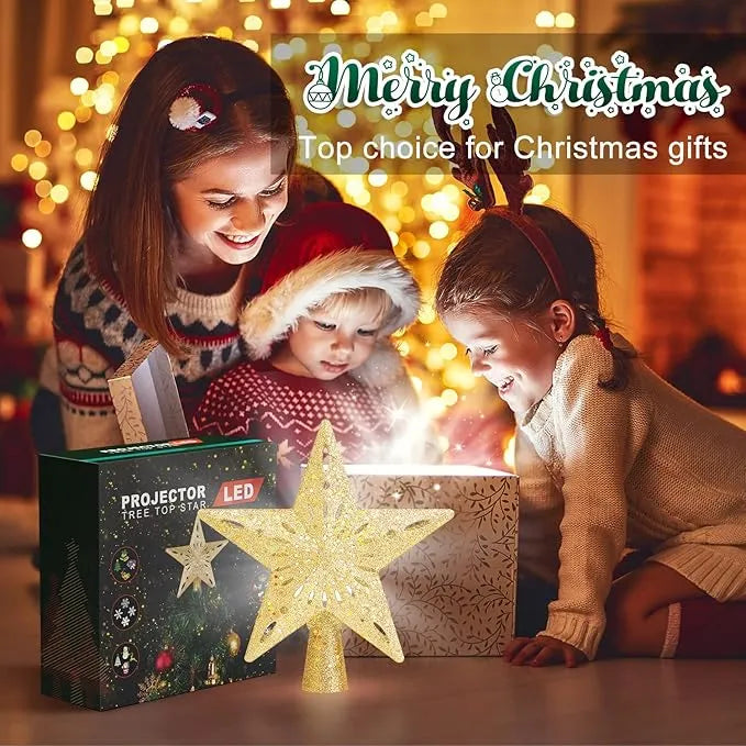 Christmas Tree Topper Star Lighted With 6 Projection Modes Christmas Star Tree Topper With Led Rotating Lights Gold Tree Topper