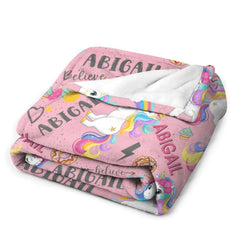 Free shipping✈️Personalized Black Pink Funny Unicorn Custom Name Blanket for Girls