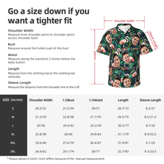 Personalized Hawaiian Shirt with Custom Face, Leaves and Flamingo Button Down Shirts