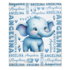 Free shipping✈️Personalized Cute Pink Elephant Gift Name Blanket