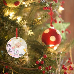 My First Christmas Elephant - Personalized Photo Acrylic Ornament