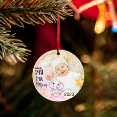 My First Christmas Elephant - Personalized Photo Acrylic Ornament