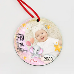 My First Christmas Elephant - Personalized Photo Acrylic Ornament