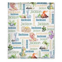 Personalized Dinosaur Name Pattern baby blanket