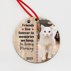 Personalized Custom Photo Circle Ornament For Dog Cat Lover- Christmas Memorial Gift