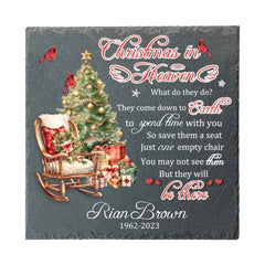 Christmas Memorial Personalized Custom Square Shaped Memorial Stone - Sympathy Gift For Family Members