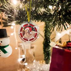 Personalized Custom Round Shaped Acrylic Photo Christmas Ornament For Pet Lovers - On The Naughty List I Regret Nothing