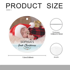 Baby's First Christmas - Personalized Custom Round Shaped Photo Christmas Ornament