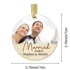 Personalized Custom Round Shaped Ceramic Photo Christmas Ornament - Gift For Couple, Husband Wife, Anniversary, Wedding, Marriage Gift, Christmas Gift