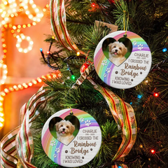 I Crossed The Rainbow Bridge - Memorial Personalized Custom Photo Ceramic Ornament