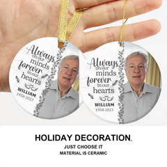 Custom Photo You'll Be Forever In Our Hearts - Memorial Personalized Round Shaped Ceramic Ornament - Christmas Gift, Sympathy Gift