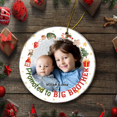 Christmas Gift Promoted To Big Sister Brother Acrylic Circle Ornament