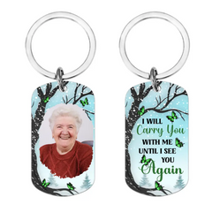 Memorial Personalized Custom Photo Keychain - My Hero My Heart - Sympathy Gift