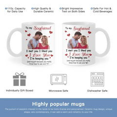 Personalized Photo Mug For Couple - I Met You, I Liked You, I Love You