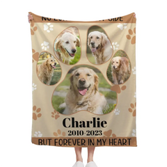 Personalized Memorial Blanket For Pet Lover Custom Photo - No Longer By My Side But Forever In My Heart